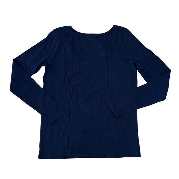 NWT LOFT Navy W/Multicolored Sequin Clusters Long Sleeve V-Neck T-Shirt -SIZE XS - Picture 3 of 8